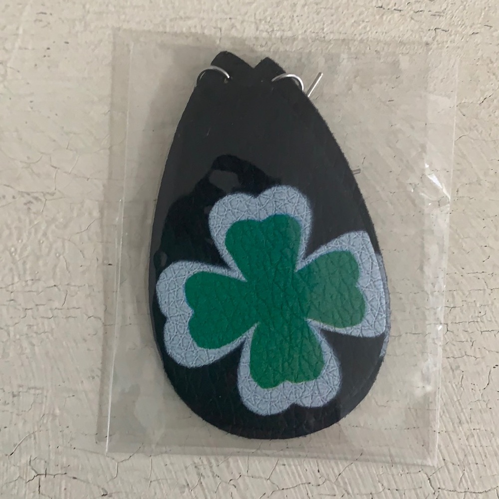 Leather shamrock earrings
